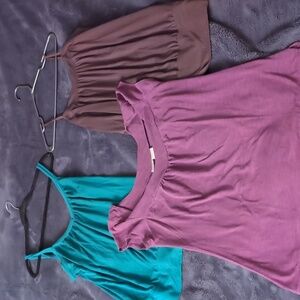 Lot of 3 Women's Shirts 2 Bikini Strap Shirts and 1 Scoop Neck T-shirt